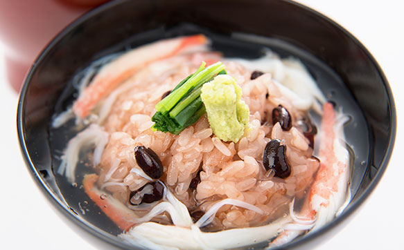 赤飯 蟹あんかけ 昆布吸